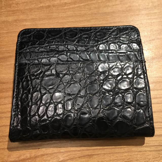 クロコダイルダブルフェイスウォレット マットブラック[HI1310]