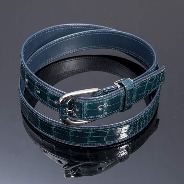 ダブルステッチ30m/mベルト[KW950] クロコダイルレザーショップ ガウディ 