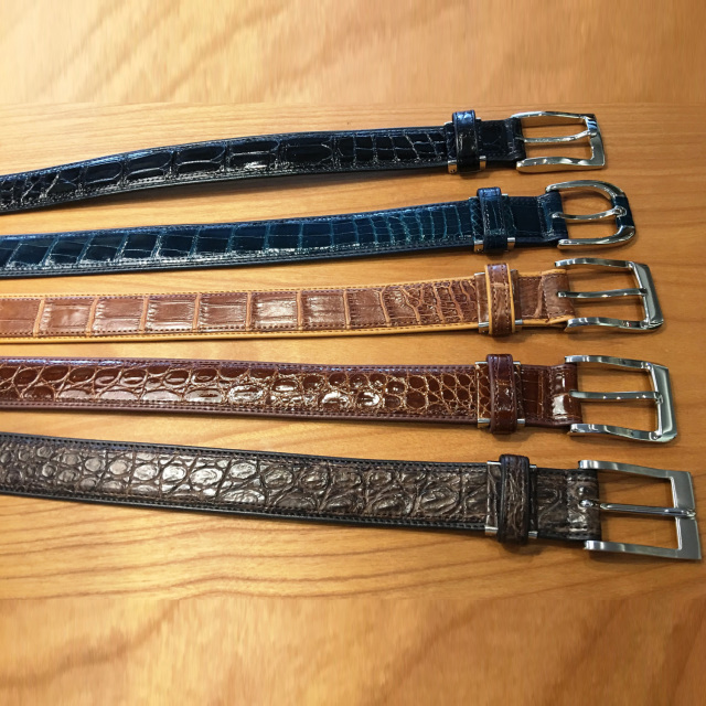 ダブルステッチ30m/mベルト[KW950] クロコダイルレザーショップ ガウディ 