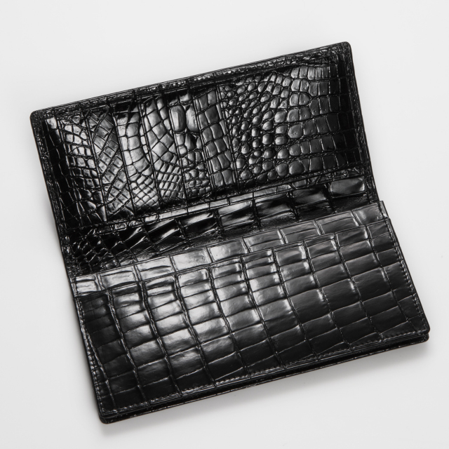 クロコダイルロングウォレット7枚カード(無双)[M0818]