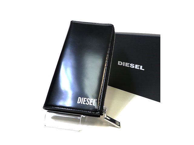【DIESEL】ユニセックス◇ブラックウオレット◇上品な牛革コードバンにロックなシルバーがポイント☆彡40%OFF