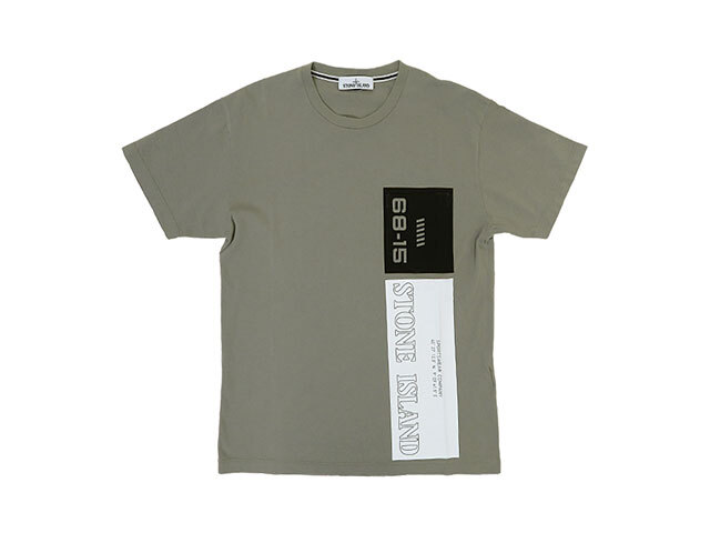 Stone Island メンズ Lサイズ 肌触り抜群のカーキtシャツに大胆なプリント 彡サラサラ感がたまらない逸品 彡 Off