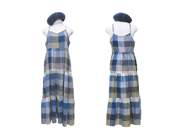 【FADselect】レディース◇Mサイズ☆激安“MUST BUY”期間限定!!!ブルー系登場☆彡チェック切替マキシ丈ワンピ☆夏だからゆるくスッキリ着て頂ける♪が70％OFFの2,040円☆彡