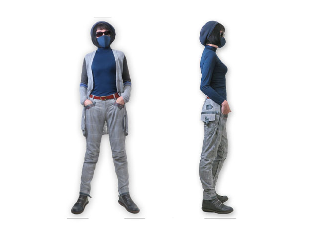 【ジルボー】レディース 26（S～M）サイズ☆ライトグレーチェック スリム ストレッチドパンツ☆彡綺麗です☆彡流石の３D裁断 40％OFF