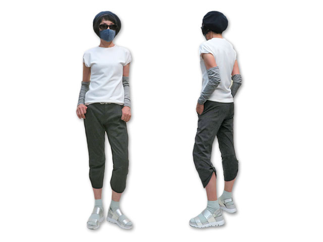 【ジルボー】レディース◇Mサイズ◇冷感素材を使ったストレッチ七分丈ブラックパンツ☆彡50%OFF