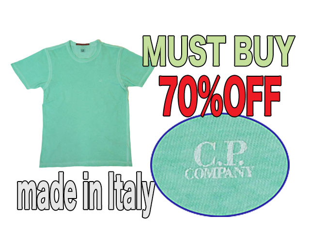 【C.P.COMPANY】メンズM（M～L）サイズ◇激安“MUST BUY” 期間限定“◇製品後染＋色抜き全て手作業のなせる技☆彡ライムグリーンTシャツ◇がなんと70%OFF5,940円