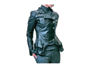 【ジルボー】レディ-ス42（S～M)サイズ☆超希少ストライプワットウオッシュ加工 超軽量 子羊素材のミリタリーレザーショートジャケット☆彡50%OFF