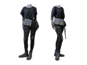 【Vivienne Westwood REDLABEL】レディース 02(S～M)サイズ☆ボタン留めアシンメトリーコットンニットとボーダー柄の共演☆彡20％OFF