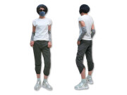 【ジルボー】レディース◇Mサイズ◇冷感素材を使ったストレッチ七分丈ブラックパンツ☆彡50%OFF