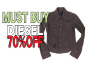 【DIESEL】レディースS（S～M）サイズ☆激安“MUST BUY” 期間限定“話題のDIESELらしさ満載シャツをジャストシルエットで着る☆彡綺麗なラインが決め手☆彡アンティーク加工カシメｘクールな刺繍 70％OFF9,240円