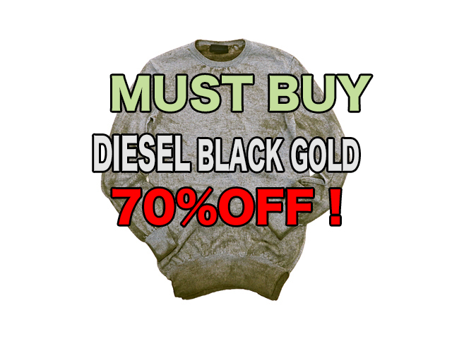 【DIESEL】メンズLサイズ◇激安“MUST BUY” 期間限定“シンプルな中に職人の技が光る丸首ニット☆【BLACK GOLD】☆彡がなんと70%OFF10,890円