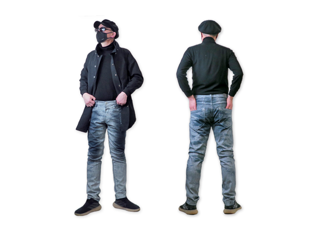 【ジルボー】メンズLサイズ◇希少「シルバーコーティング ストレッチデニム」スリムストレート「WATTE加工」で登場☆彡50%OFF