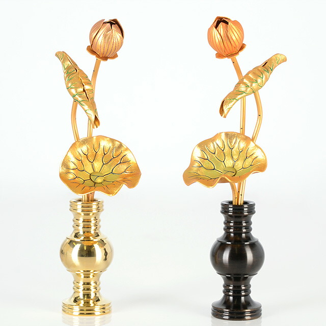 仏具【アルミ常花 3寸3本立 淡彩色（華鋲用）】(※花立別売) 小常花 仏具 仏壇用 造花 仏具用品 お供え 供花 仏花 飾り ゴールド お仏壇 仏壇 小物