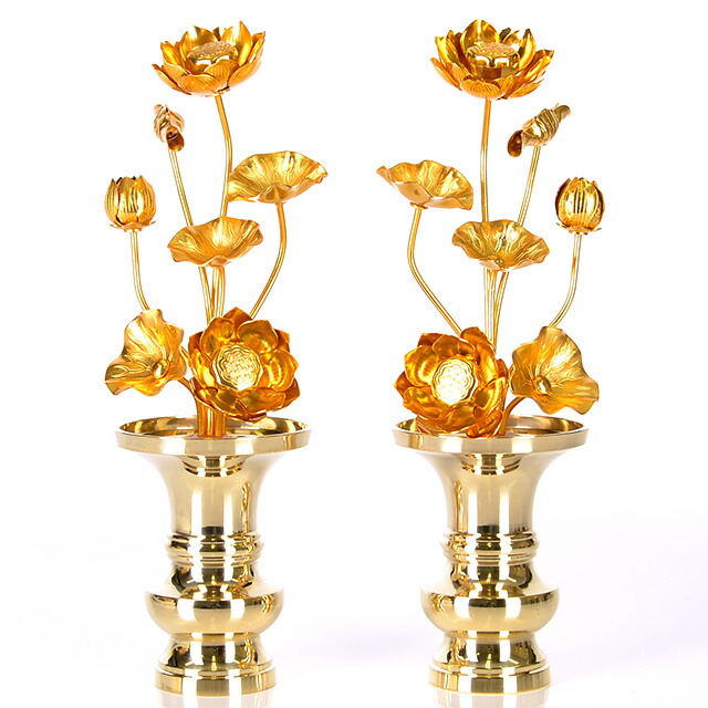 仏具【アルミ 常花 6寸7本立 金色】(※花立別売) 小常花 仏具 仏壇用 造花 仏具用品 お供え 供花 仏花 飾り ゴールド お仏壇 仏壇 小物