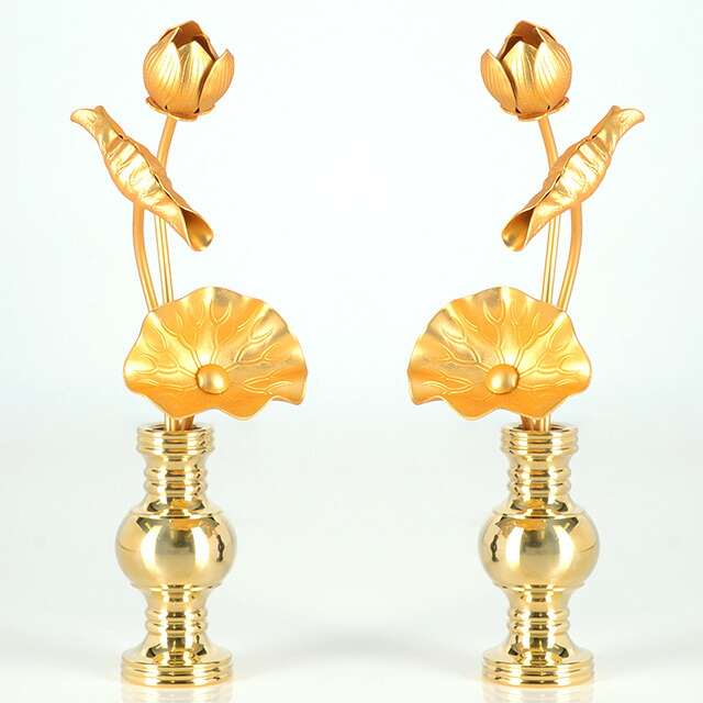 仏具【アルミ 常花 3寸3本立 消金（華鋲用）】(※花立別売) 小常花 仏具 仏壇用 造花 仏具用品 お供え 供花 仏花 飾り ゴールド お仏壇 仏壇 小物