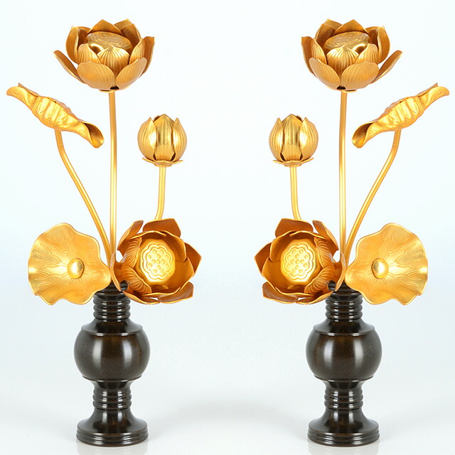 仏具【アルミ 常花 3寸5本立 消金（華鋲用）】(※花立別売)小常花 仏具 仏壇用 造花 仏具用品 お供え 供花 仏花 飾り ゴールド お仏壇 仏壇 小物