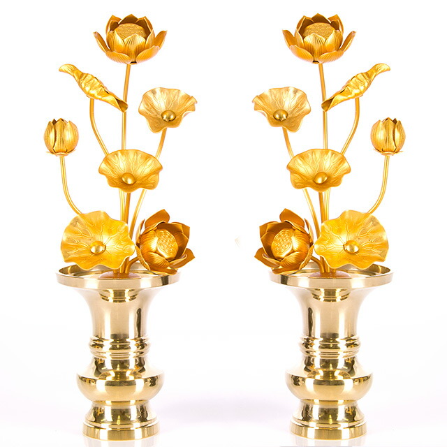仏具【アルミ 常花 6寸7本立 消金】(※花立別売) 小常花 仏具 仏壇用 造花 仏具用品 お供え 供花 仏花 飾り ゴールド お仏壇 仏壇 小物