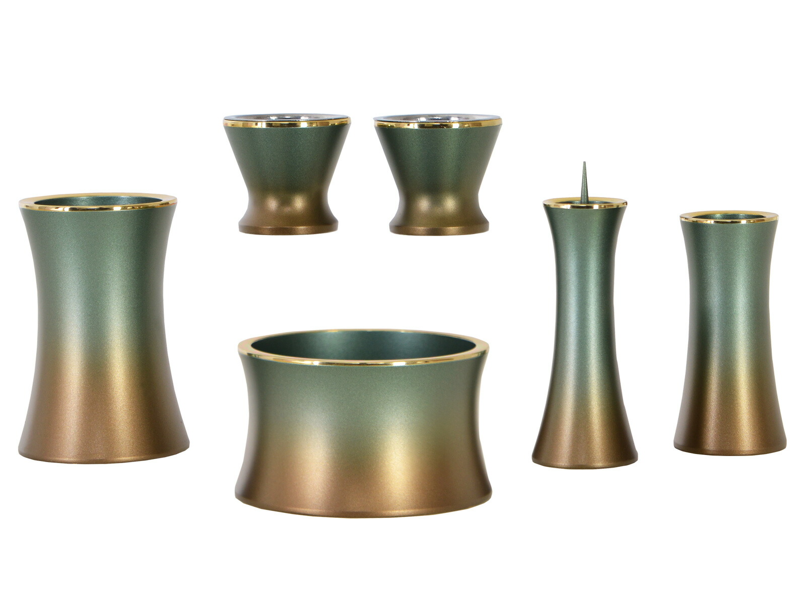 仏具セット【銅器 マロン マットグリーン 2.5寸～3.0寸 6点セット】おしゃれ ミニ お仏壇 仏壇 小物