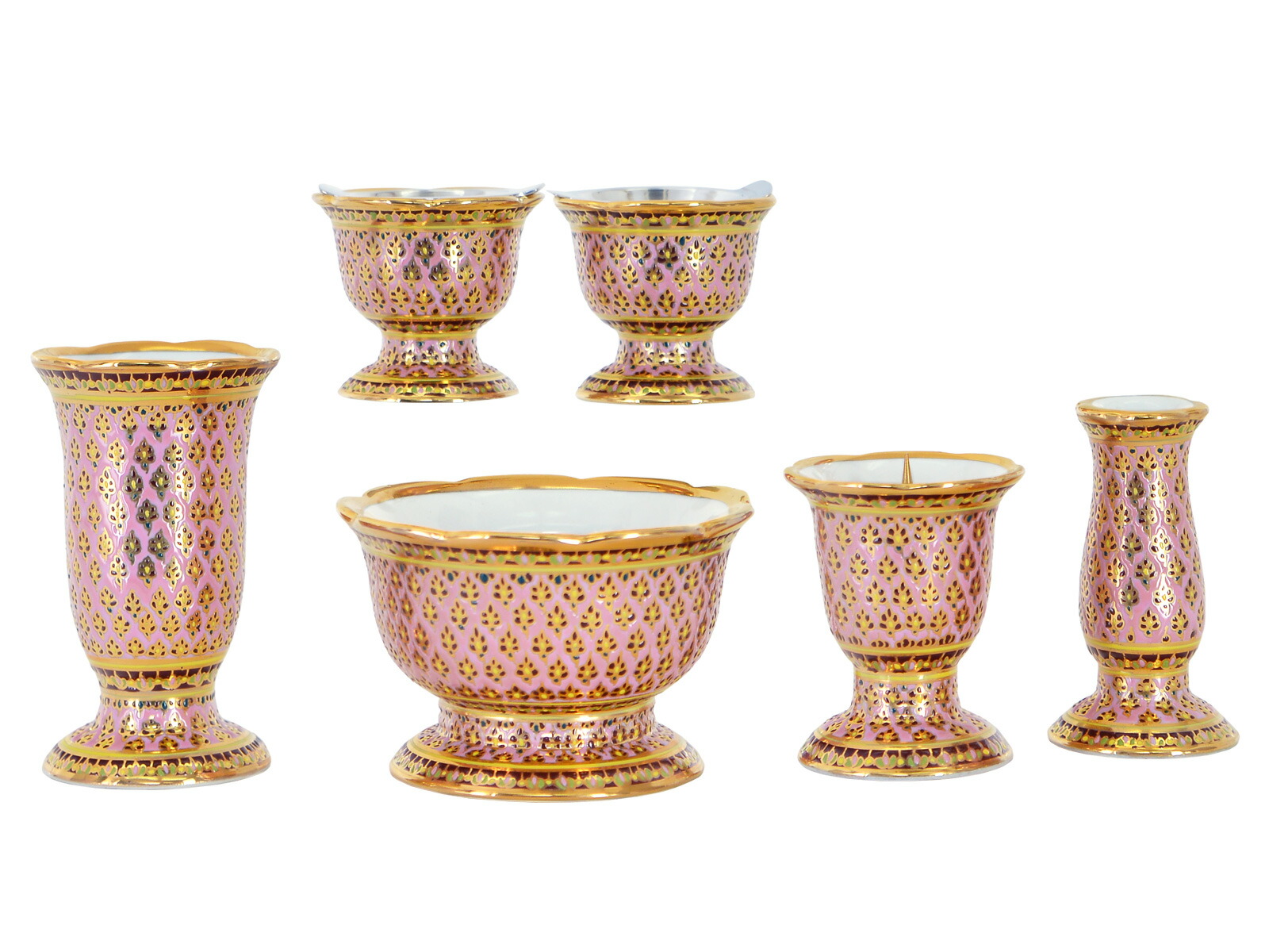 仏具セット【ベンジャロン ピンク 3.0寸 6点セット】お仏壇 仏壇 小物 おしゃれ ミニ