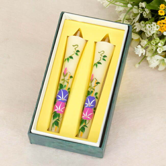 【絵ろうそく7月 あさがお3号 2本セット】仏具 ローソク ろうそく キャンドル 和ろうそく 供養 手元供養 かわいい お仏壇 仏壇 小物 お彼岸