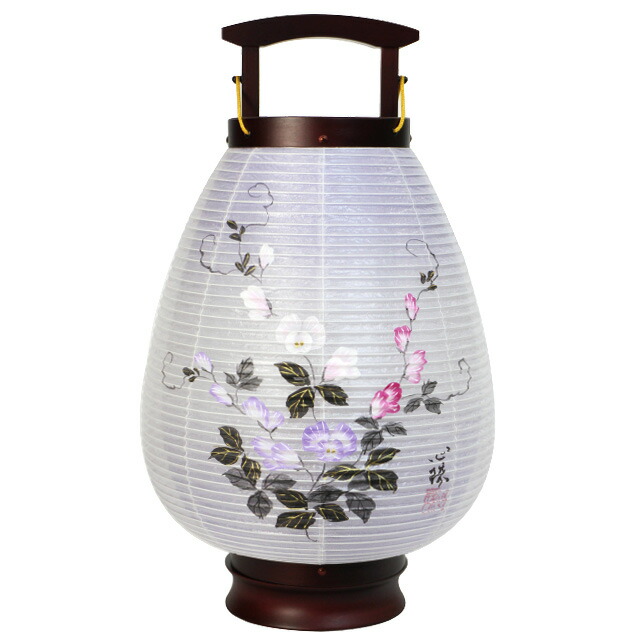 盆提灯【モダンコードレス提灯 花琳行灯 スイートピー 絹二重張 LED電池灯付 単品 半対(1本)】