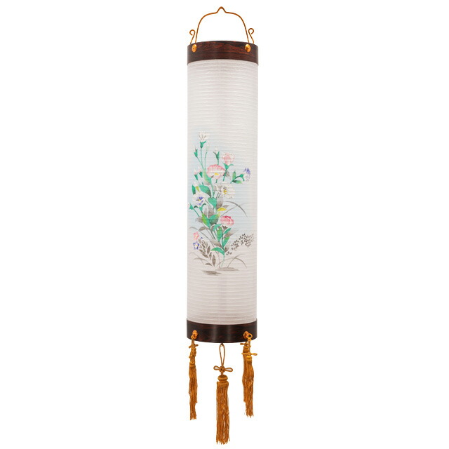 盆提灯【住吉6番絵入（電池灯付）S-106 単品 半対(1本)】