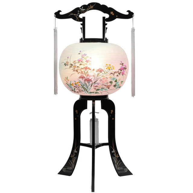 盆提灯【大内行灯・回転灯 あやめ 樹脂製 ビニロン 単品 半対(1本)】