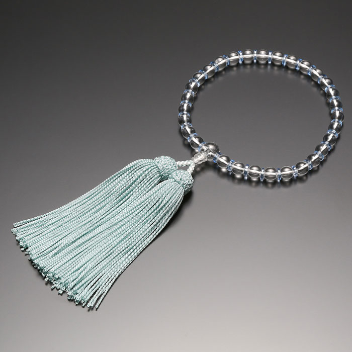 【数珠 念珠 女性用 7ミリ玉 水晶 ブルー水晶平合珠仕立 正絹房】