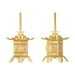 仏具 仏壇用灯篭 一対 楽天市場】【在家用/仏壇用】金灯篭 丁足(蝶足)型 一対 アルミ製 金色