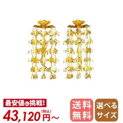 仏具【真鍮 輪灯瓔珞 1対 1重5段 平竿 消金 2.5～6寸 白玉 赤玉】真鍮