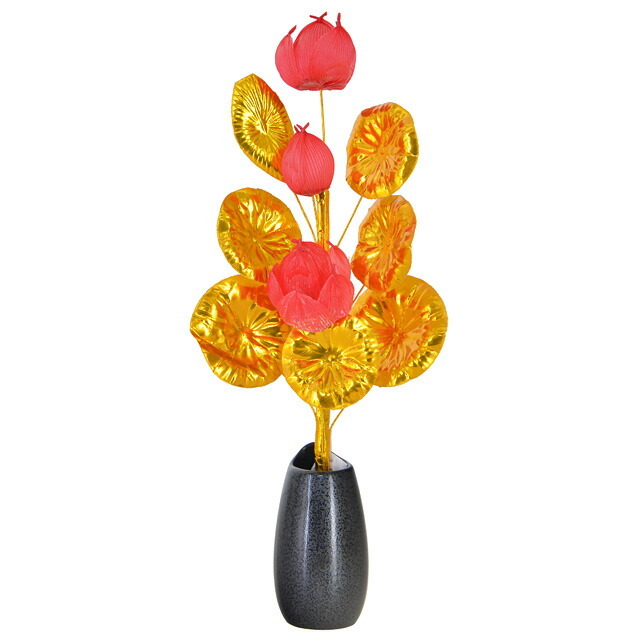 お盆用品【盆花 赤蓮 三連 お盆】盆花 赤蓮 三輪 お盆 初盆 新盆 お盆