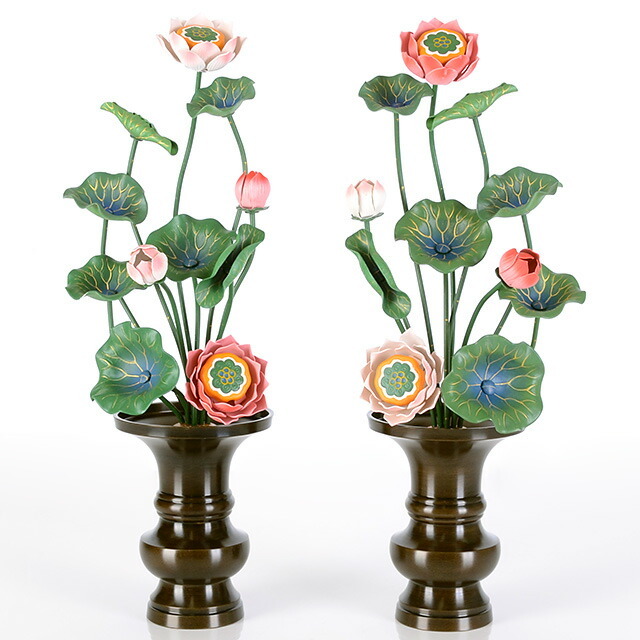 仏具【アルミ 常花 7寸11本立 彩色】(※ 花立 別売 )小常花 仏具 仏壇用 造花 仏具用品 お供え 供花 仏花 飾り 緑 グリーン お仏壇 仏壇 小物