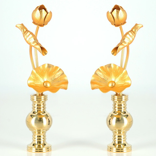 仏具【アルミ 常花 3寸3本立 消金（華鋲用）】(※花立別売) 小常花 仏具 仏壇用 造花 仏具用品 お供え 供花 仏花 飾り ゴールド お仏壇 仏壇 小物