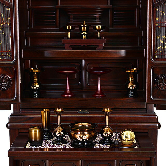 仏具セット　(仏具、仏壇)08 仏具セット【東型 ボカシ上色 さくら彫 10点セット 2.5寸～4.5寸