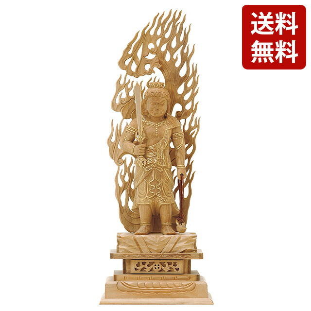仏像【総白檀 不動明王 金泥書 3.5寸～5.0寸】真言宗 お仏壇 仏壇 小物