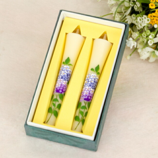 【絵ろうそく6月 あじさい3号 2本セット】仏具 ローソク ろうそく キャンドル  和ろうそく供養 手元供養 かわいい お仏壇 仏壇 小物 お彼岸