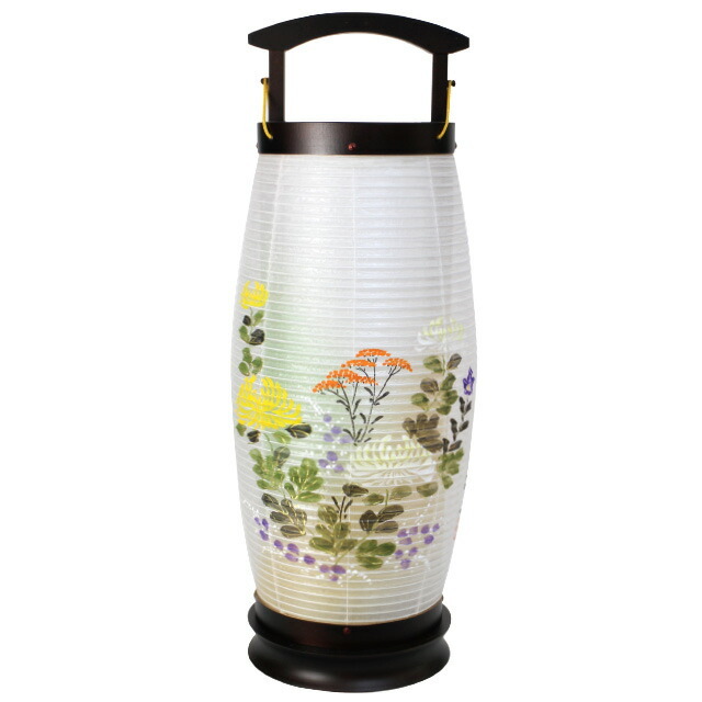 盆提灯【飛燕行灯 乱菊 絹二重張 LED電池灯付 半対】