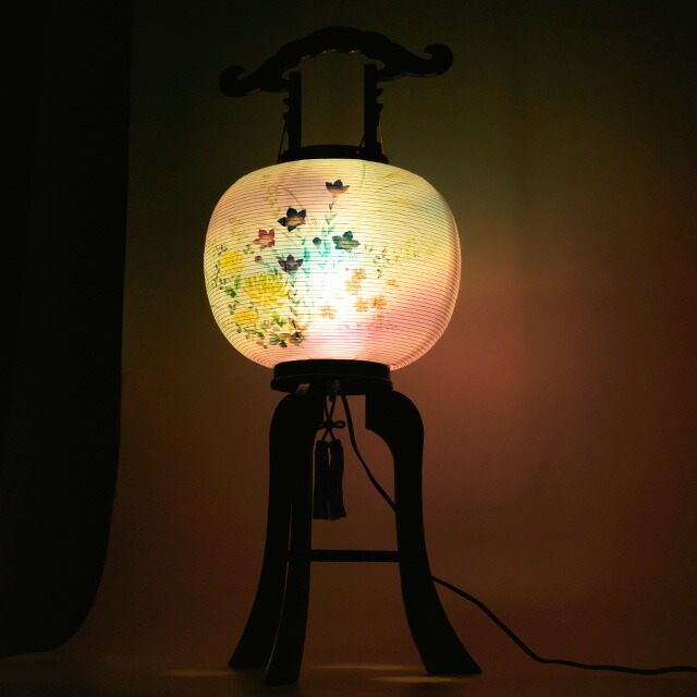 盆提灯【大内行灯・回転灯 乱菊 樹脂製 ビニロン 単品 半対(1本)】
