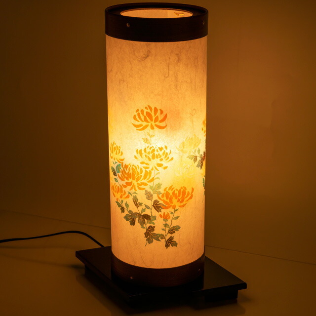 盆提灯【モダン廻転提灯 明月燈2号 菊の園 単品 半対(1本)】