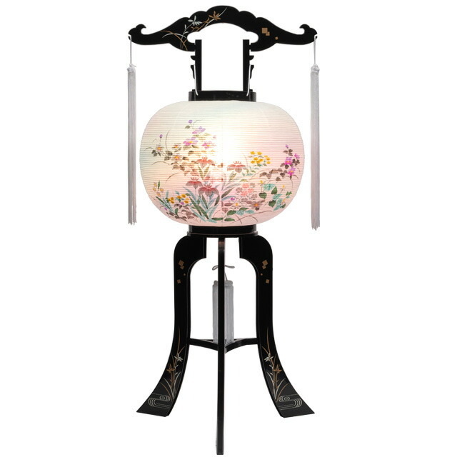 盆提灯【大内行灯・回転灯 あやめ 樹脂製 ビニロン 単品 半対(1本)】