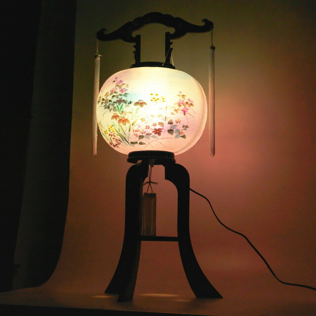盆提灯【大内行灯・回転灯 あやめ 樹脂製 ビニロン 単品 半対(1本)】