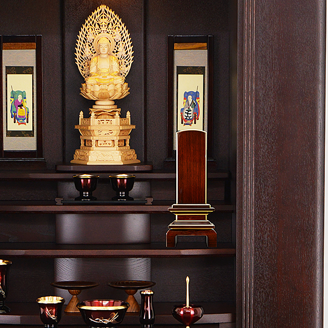 【会津 唐木漆位牌 京の梅 漆仕上げ 紫檀 本金粉仕上げ 3.5寸～5.5寸】