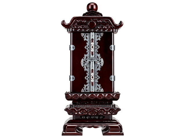 【位牌 仏具 回出位牌 紫檀 雲二間二重回 中板共板 4寸～6.0寸 】