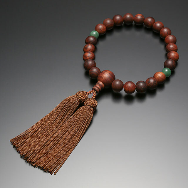 数珠 念珠【男性用 22玉 素挽栴檀 二天翡翠 正絹房】 数珠 略式数珠 22