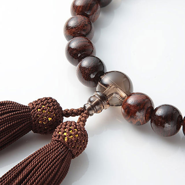 【数珠 念珠 男性用 22玉 虎檀 茶水晶仕立 正絹房】