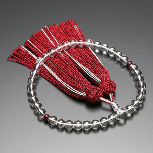 数珠 念珠【女性用 本水晶 二天ガーネット 正絹房】 天然石 ガーネット