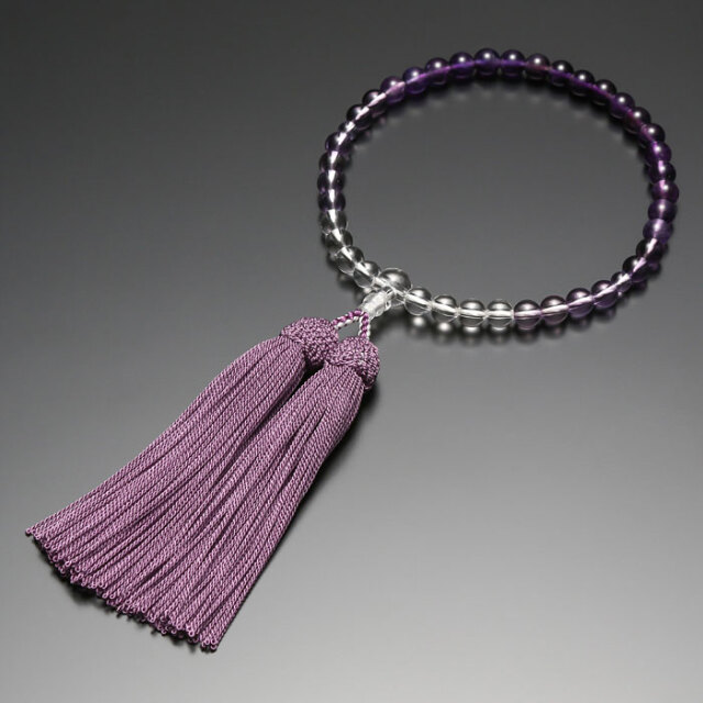 【数珠 念珠 女性用 7ミリ玉 紫水晶グラデーション 正絹房】