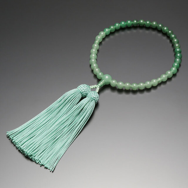 数珠 念珠【女性用 印度翡翠グラデーション 正絹房】 共仕立 天然石 7mm玉 正絹 京都 京念珠 法事 法要 葬式 仏具 仏壇用品 葬儀 仏事 念誦 頭房 ギフト 贈り物 贈答 じゅず インドヒスイ お仏壇 仏壇 小物 おしゃれ おすすめ 人気 お葬式 お彼岸 納期35週間程