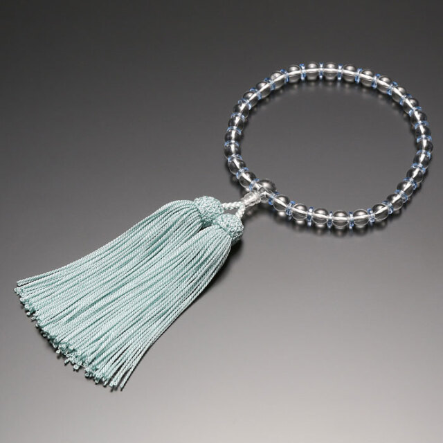 【数珠 念珠 女性用 7ミリ玉 水晶 ブルー水晶平合珠仕立 正絹房】