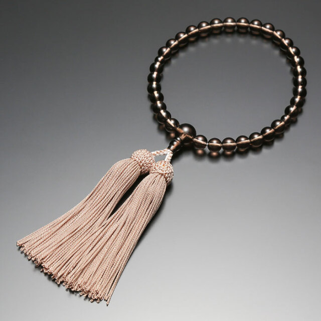 数珠 念珠【女性用 茶水晶 正絹房】 共仕立 天然石 7mm玉 正絹 京都 京